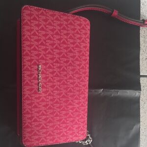 Michael Kors Pink Textured Clutch with Chain Strap New With Tag